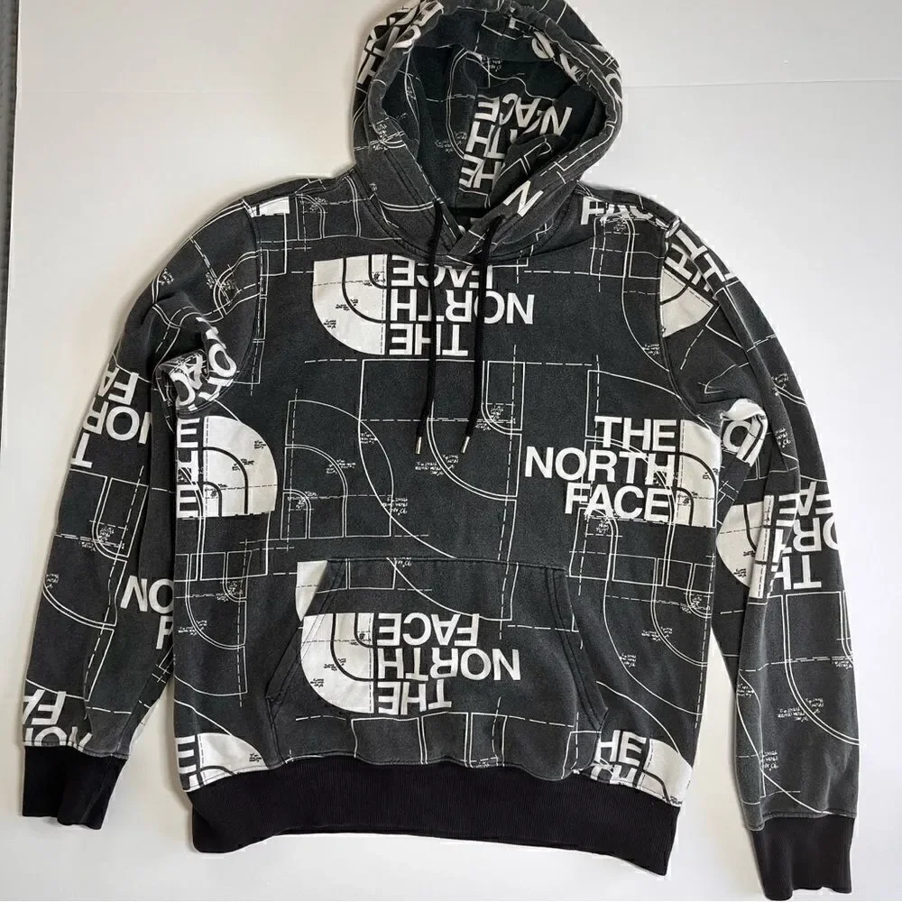 The North Face Mens Half Dome AOP Black and White Pullover Sweatshirt Size Small